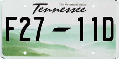 TN license plate F2711D