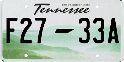 TN license plate F2733A