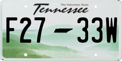 TN license plate F2733W
