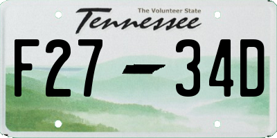 TN license plate F2734D