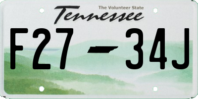 TN license plate F2734J