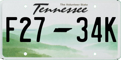 TN license plate F2734K