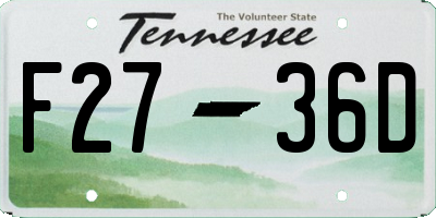 TN license plate F2736D