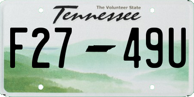TN license plate F2749U