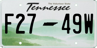 TN license plate F2749W