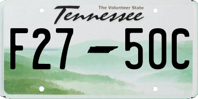 TN license plate F2750C