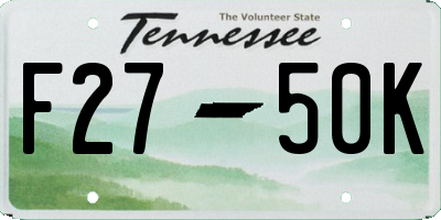 TN license plate F2750K