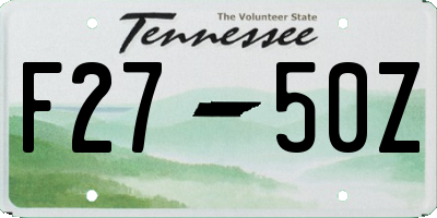 TN license plate F2750Z