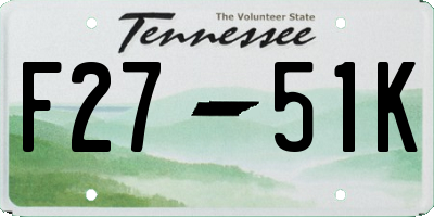 TN license plate F2751K