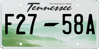TN license plate F2758A