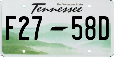 TN license plate F2758D