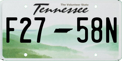 TN license plate F2758N