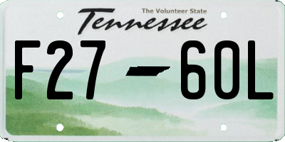 TN license plate F2760L