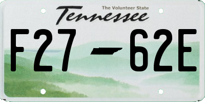 TN license plate F2762E