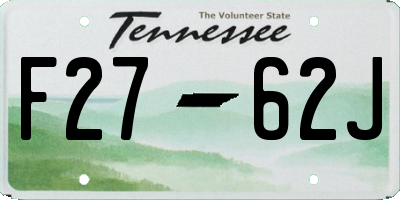 TN license plate F2762J