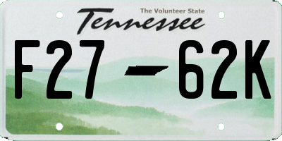 TN license plate F2762K