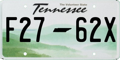 TN license plate F2762X