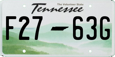 TN license plate F2763G
