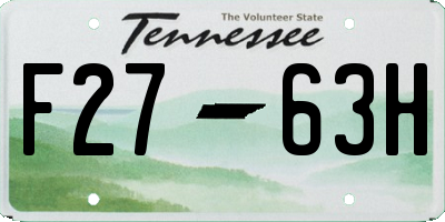 TN license plate F2763H
