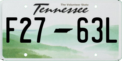 TN license plate F2763L