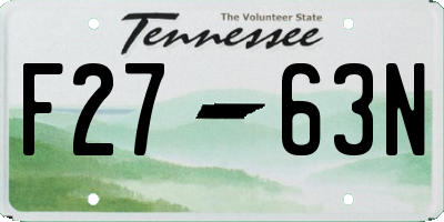 TN license plate F2763N
