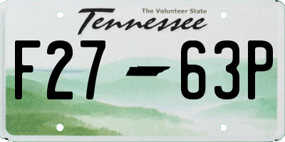 TN license plate F2763P