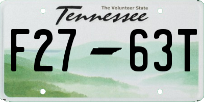 TN license plate F2763T