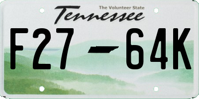 TN license plate F2764K