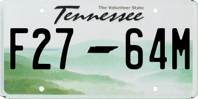 TN license plate F2764M