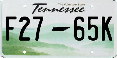 TN license plate F2765K