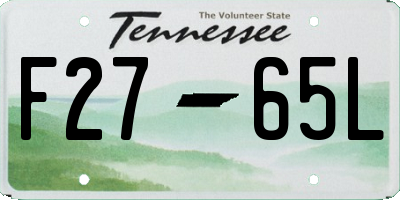 TN license plate F2765L