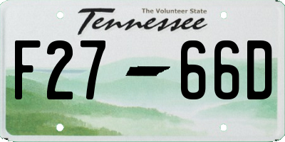 TN license plate F2766D