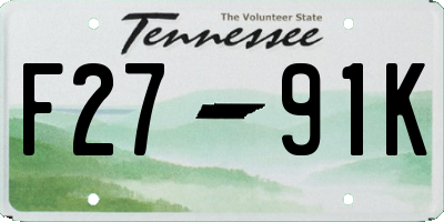 TN license plate F2791K