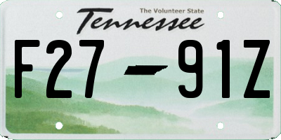 TN license plate F2791Z