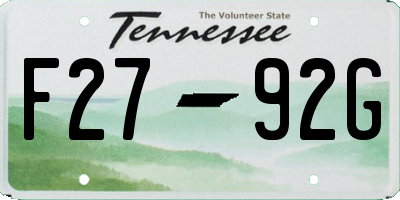 TN license plate F2792G