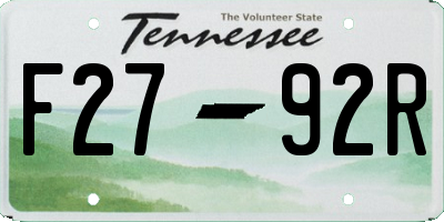 TN license plate F2792R