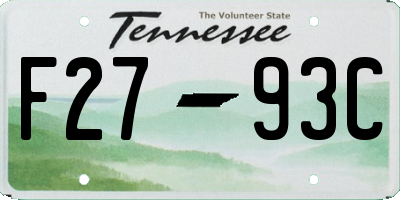 TN license plate F2793C
