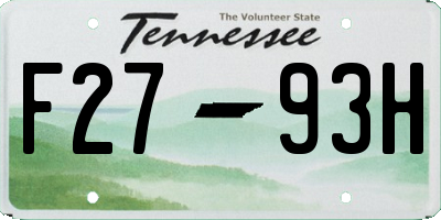 TN license plate F2793H