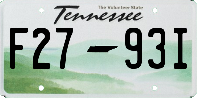 TN license plate F2793I