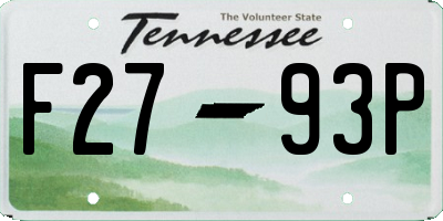 TN license plate F2793P