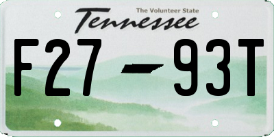 TN license plate F2793T