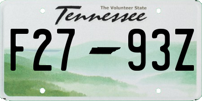 TN license plate F2793Z