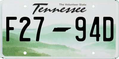TN license plate F2794D