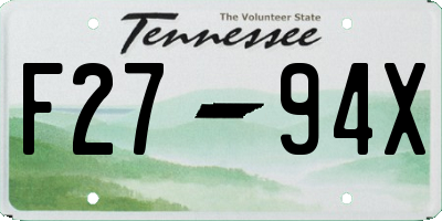 TN license plate F2794X