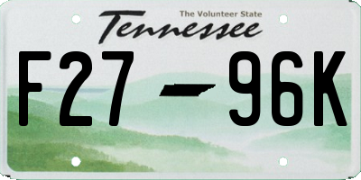 TN license plate F2796K