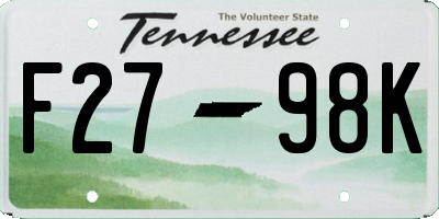 TN license plate F2798K
