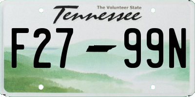 TN license plate F2799N