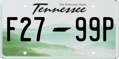 TN license plate F2799P