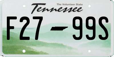 TN license plate F2799S