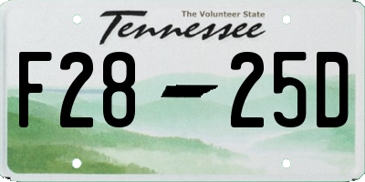 TN license plate F2825D